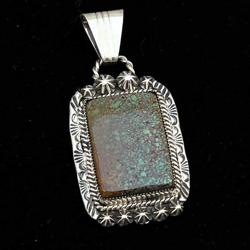 Nevada Spiderweb Turquoise Pendant by Navajo artist Rita Long sterling silver