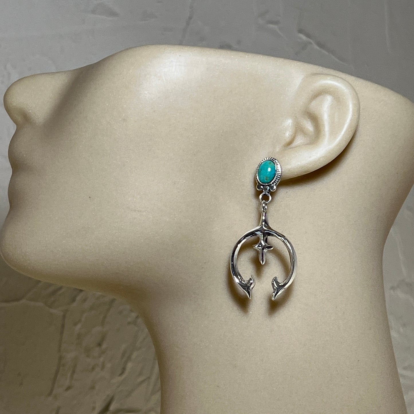 Turquoise naja earrings sterling silver Navajo Sharon McCarthy