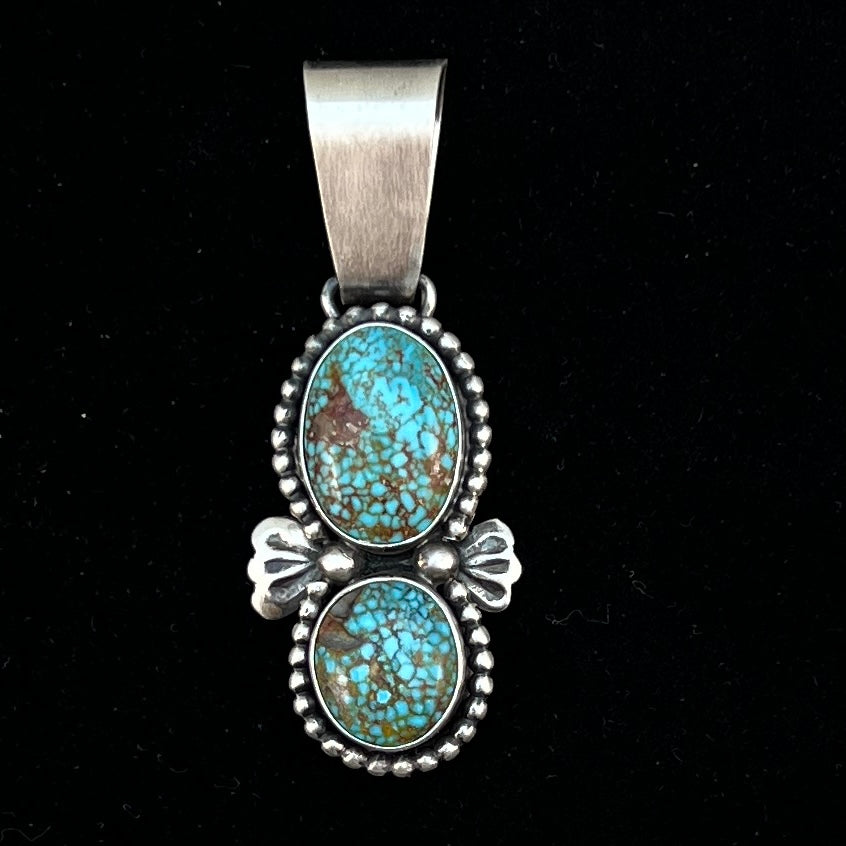 Natural Kingman Turquoise sterling silver pendant 7 Navajo Paul Livingston