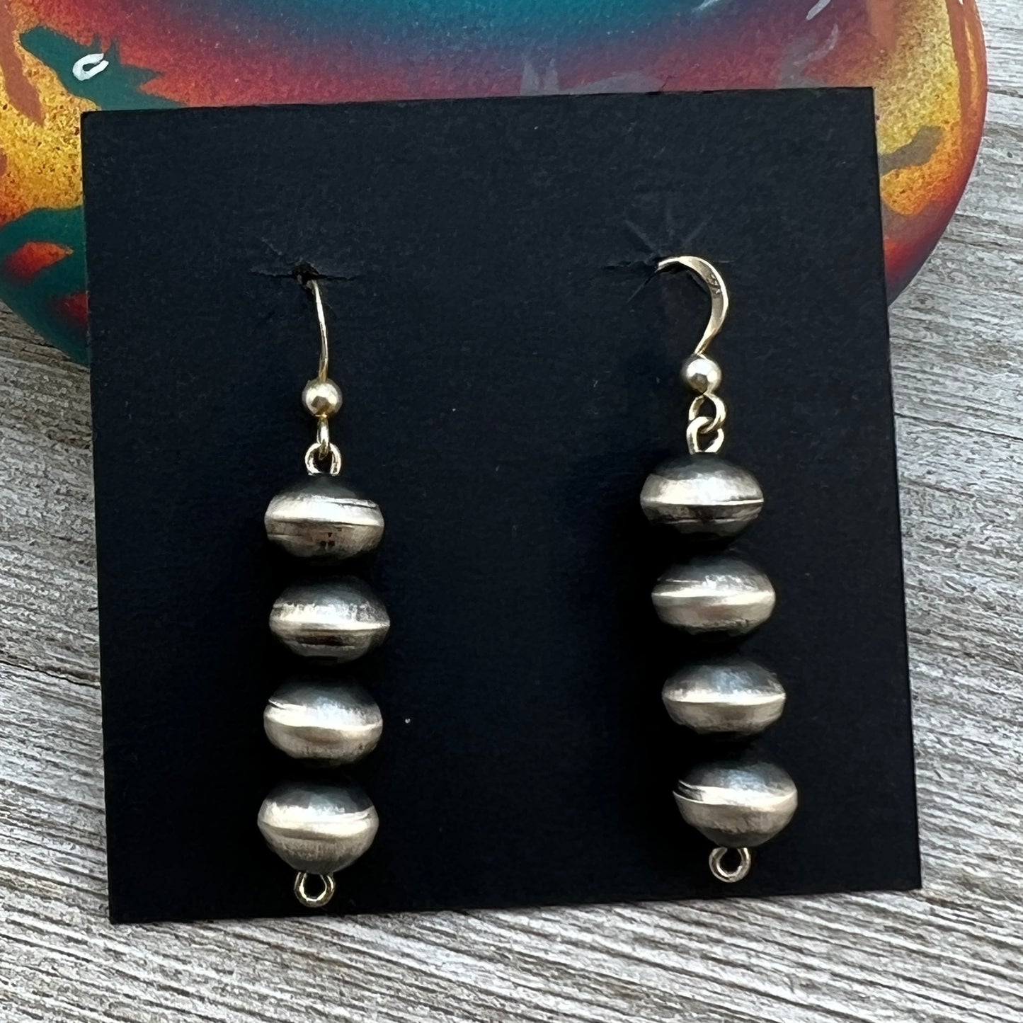 Sterling silver, Navajo pearl earrings, real handmade beads, Preston Haley