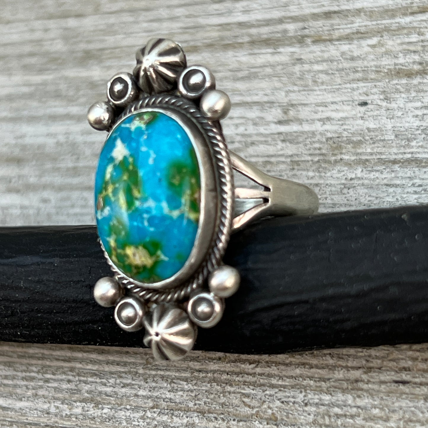 Size 8 Sonoran Gold turquoise sterling silver ring Maritta Benally 484