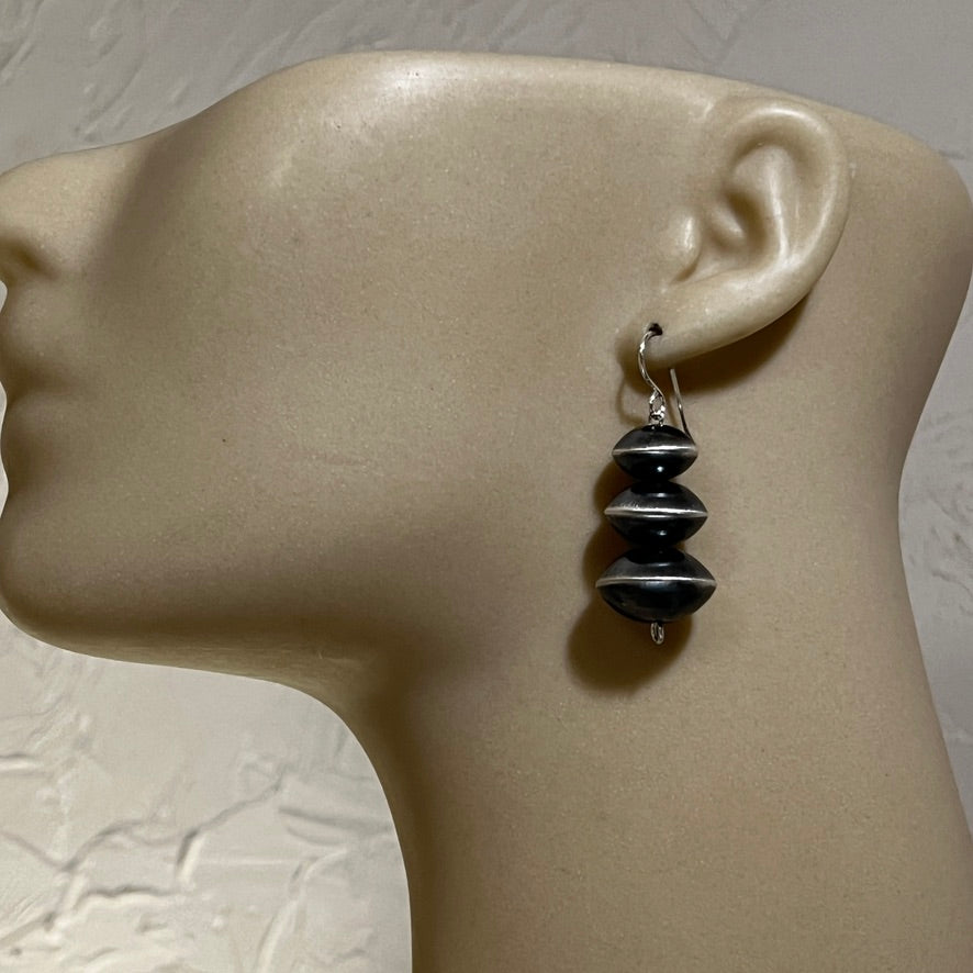 Handmade Sterling silver Navajo Pearls Earrings by Navajo artist, Tonisha Haley, signed