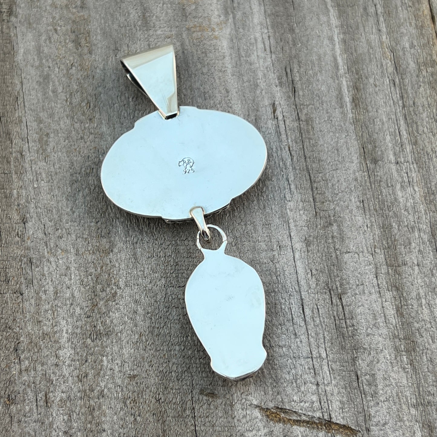 White Buffalo Pendant Sterling silver Navajo Handmade Mike Smith 521