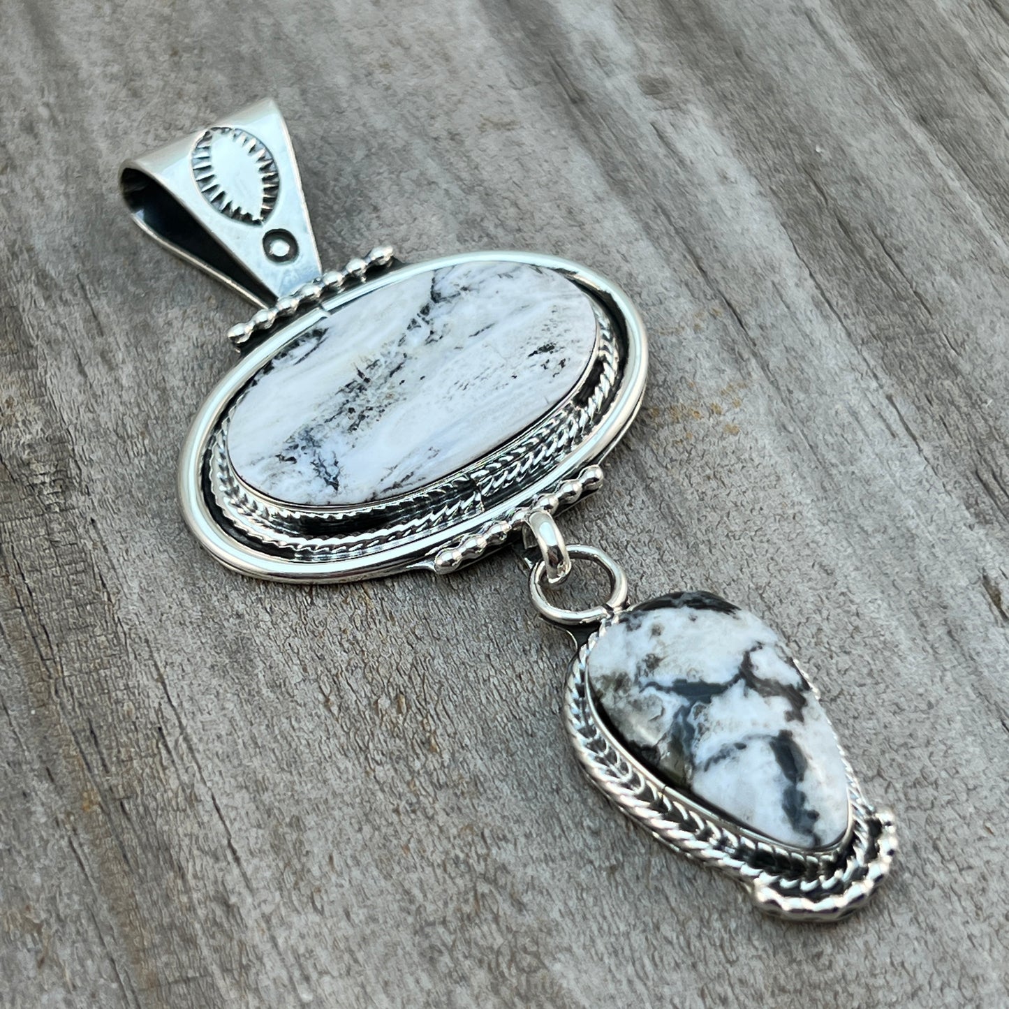 White Buffalo Pendant Sterling silver Navajo Handmade Mike Smith 521