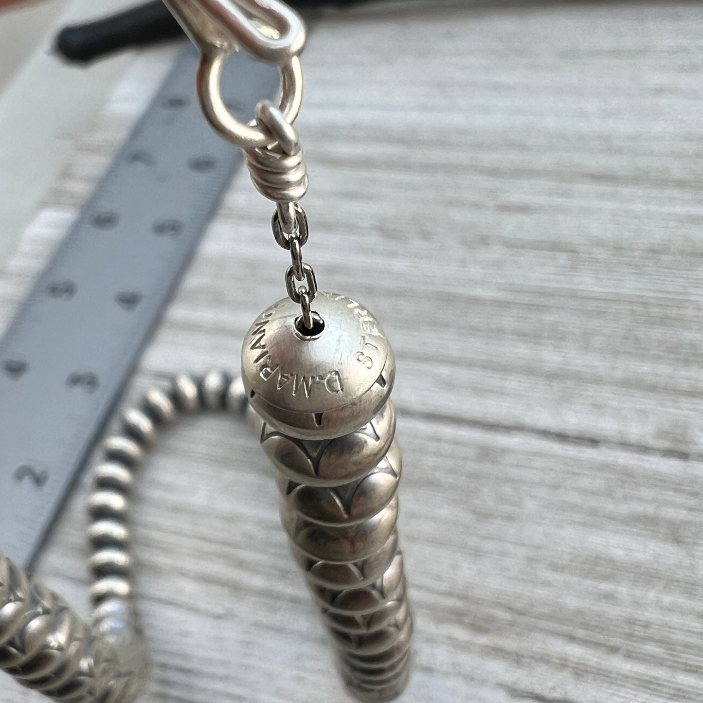 18 1/2" Sterling silver stamped handmade Navajo Pearls Beads Dorinda Mariano signed
