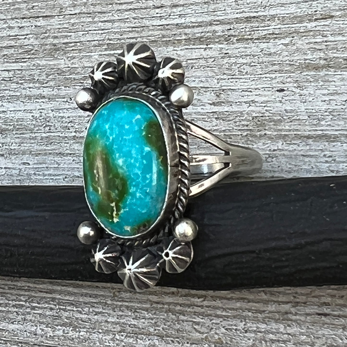Size 8.5 Sonoran Gold turquoise sterling silver ring Maritta Benally 480