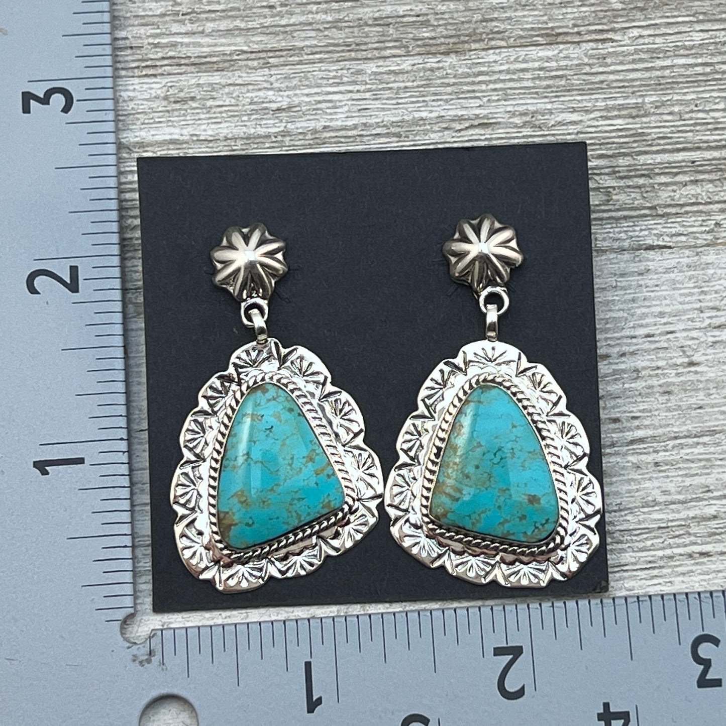 Blue Turquoise Dangle Earrings sterling silver Navajo Gregg Yazzie Navajo handmade