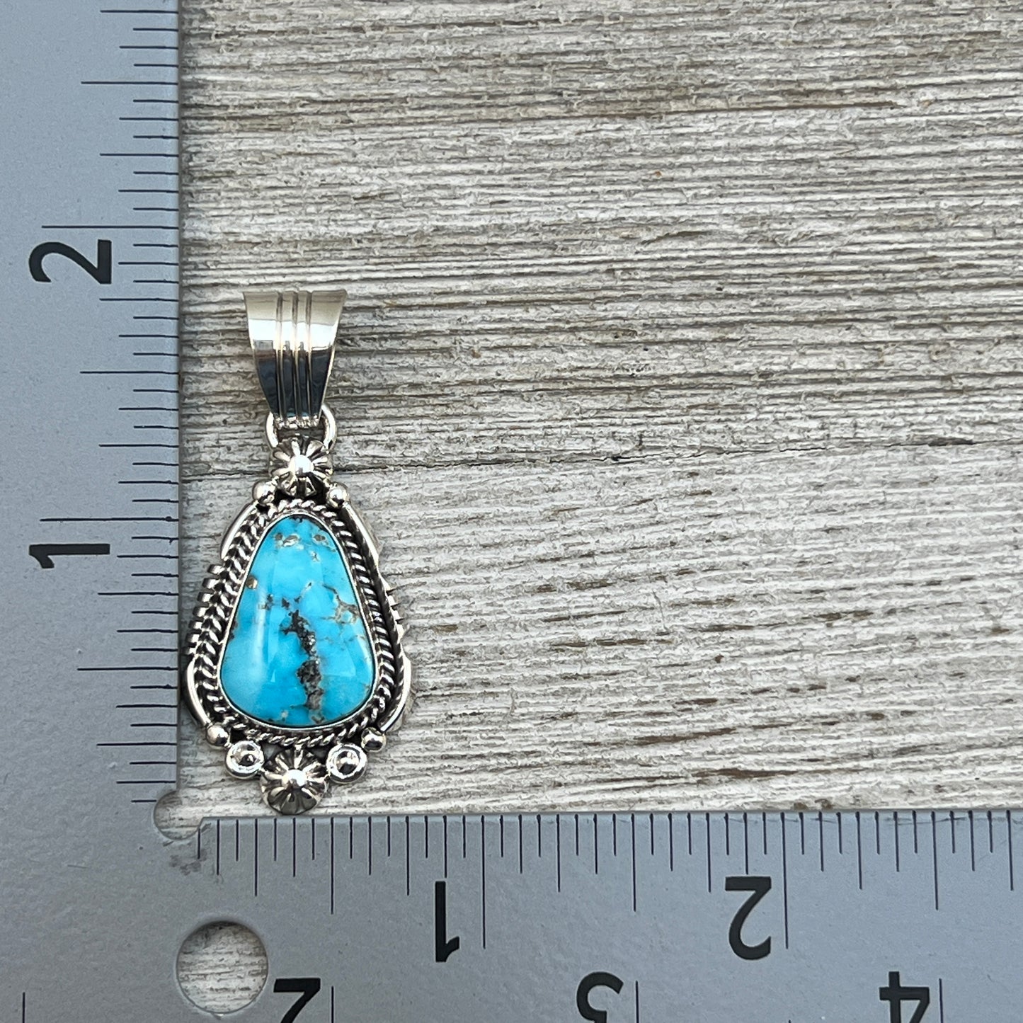 Blue Kingman Turquoise Pendant Navajo handmade Daniel Benally sterling silver