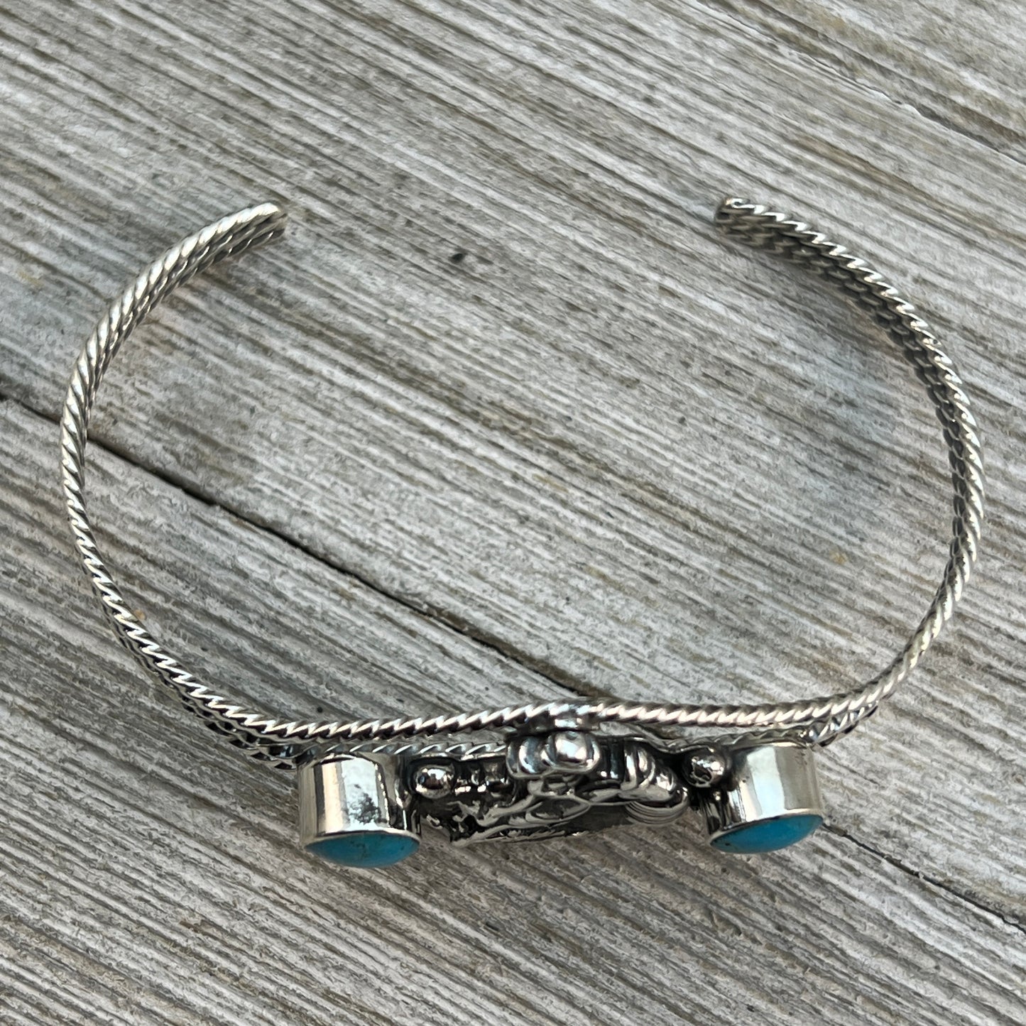 Barrel Racer Sterling silver turquoise cuff Bracelet Navajo handmade Marie Bahe 3