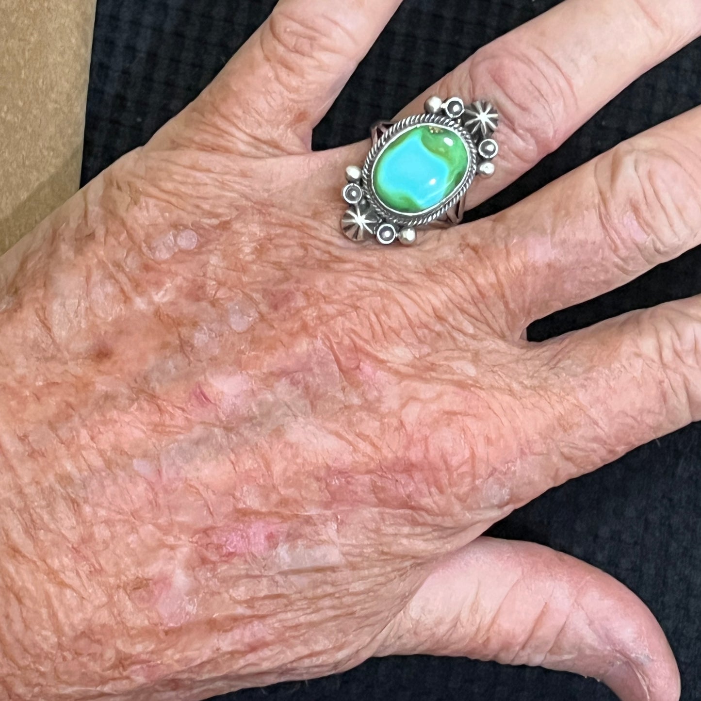 Size 7 Sonoran Gold turquoise sterling silver ring Maritta Benally 487