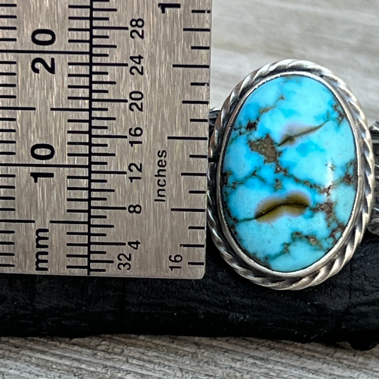 Size 8.75 Blue Kingman Turquoise Sterling Silver Ring Samuel Yellowhair Navajo