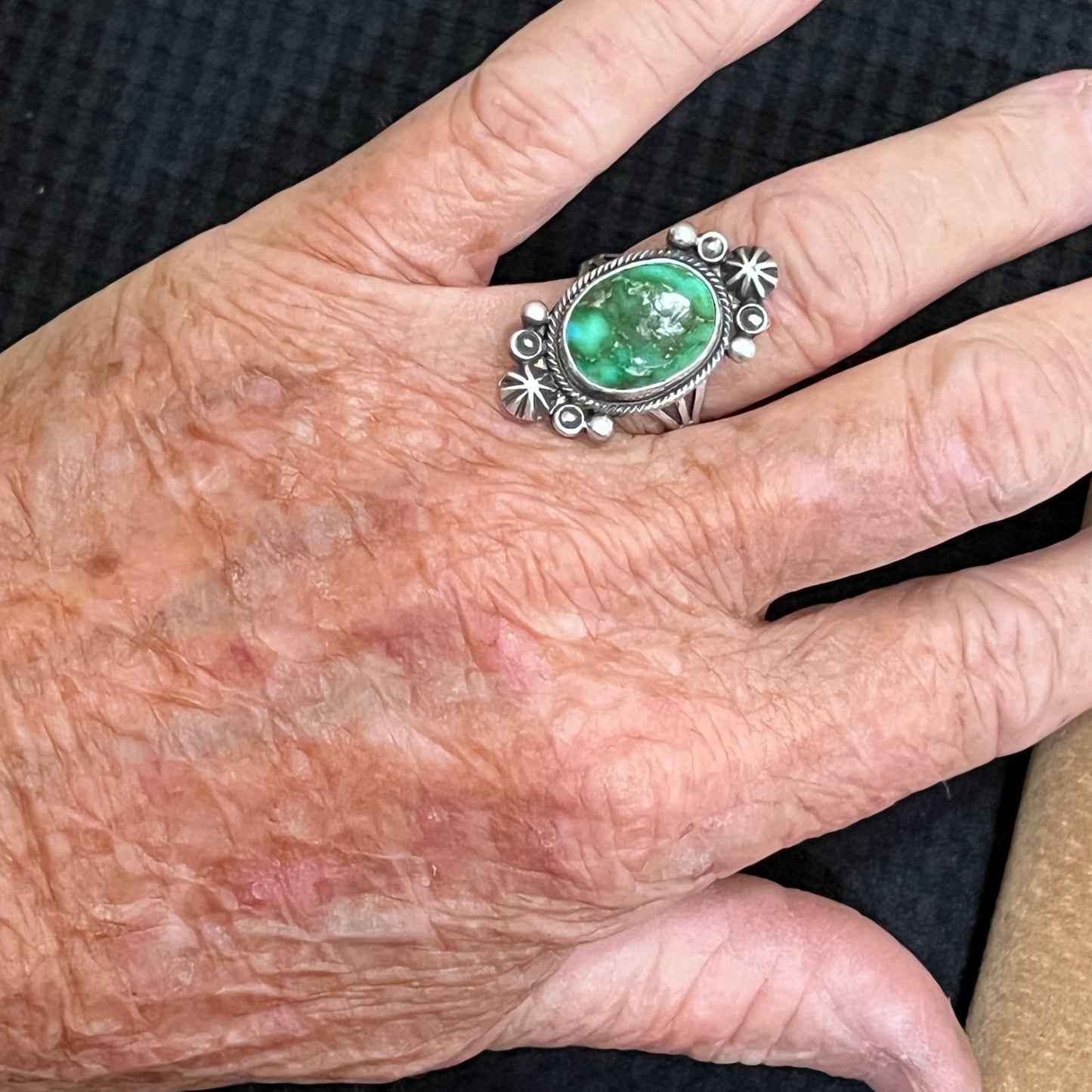 Size 7 Sonoran Gold turquoise sterling silver ring Maritta Benally 486