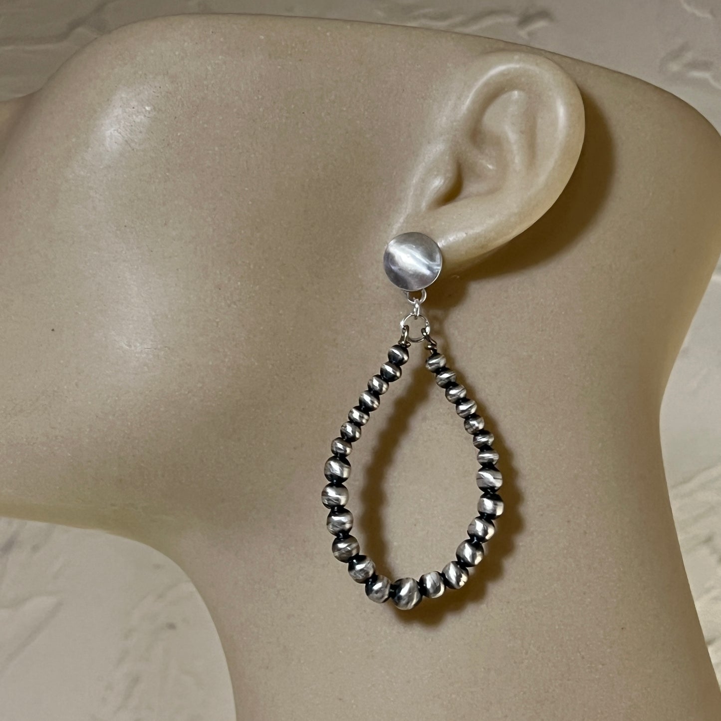 Sterling silver handmade Navajo Pearl Earrings, authentic Navajo handmade Dorinda Mariano