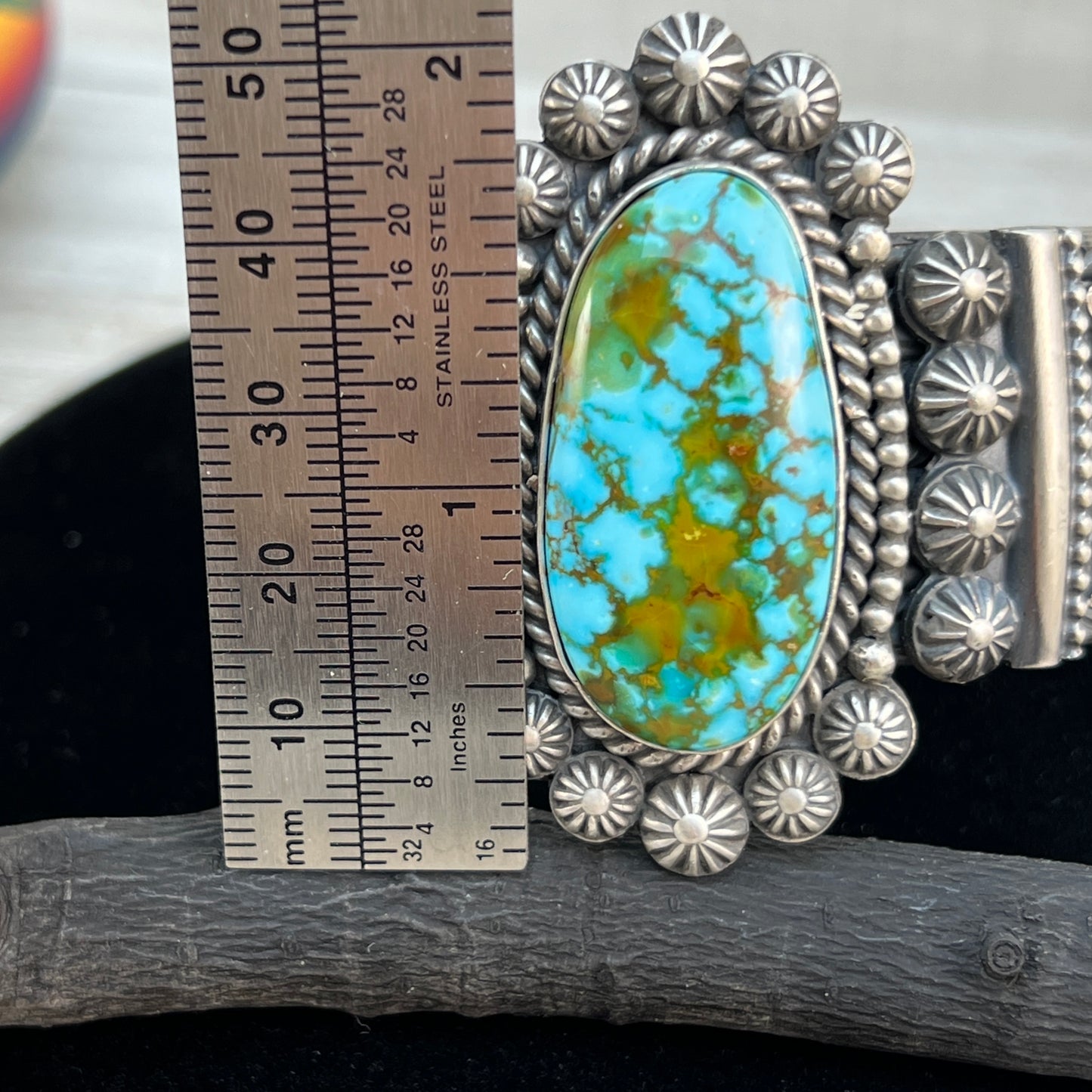 Polychrome Kingman Turquoise Bracelet, Sterling Silver 7 1/4" Michael Calladitto