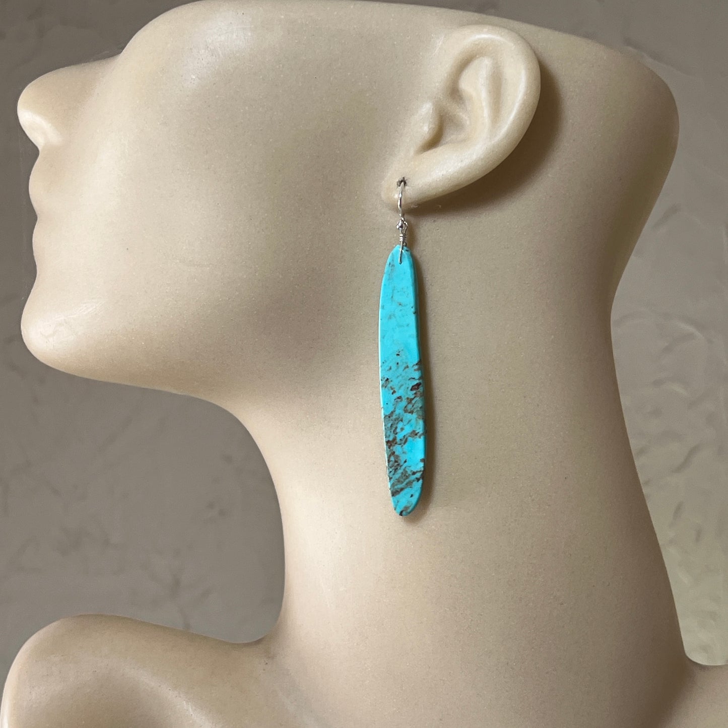 Green Kingman Turquoise slab earrings Ronald Chavez Santo Domingo 612