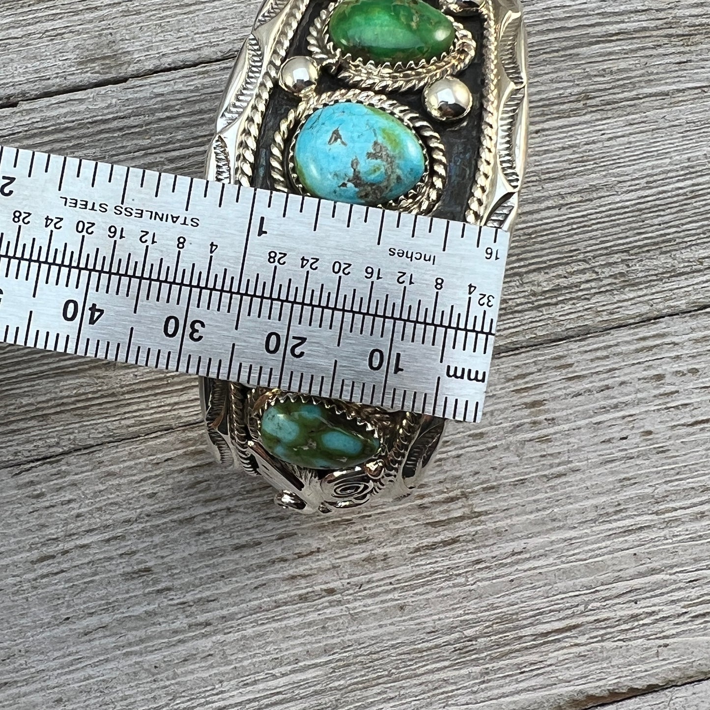 6.75" Sonoran Turquoise Cuff Bracelet, Sterling Silver Navajo Darrell Morgan #6