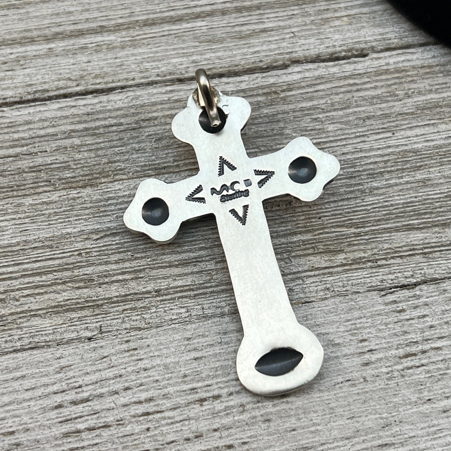Turquoise Cross Pendant Sterling Silver Navajo handmade Martha Cayatineto