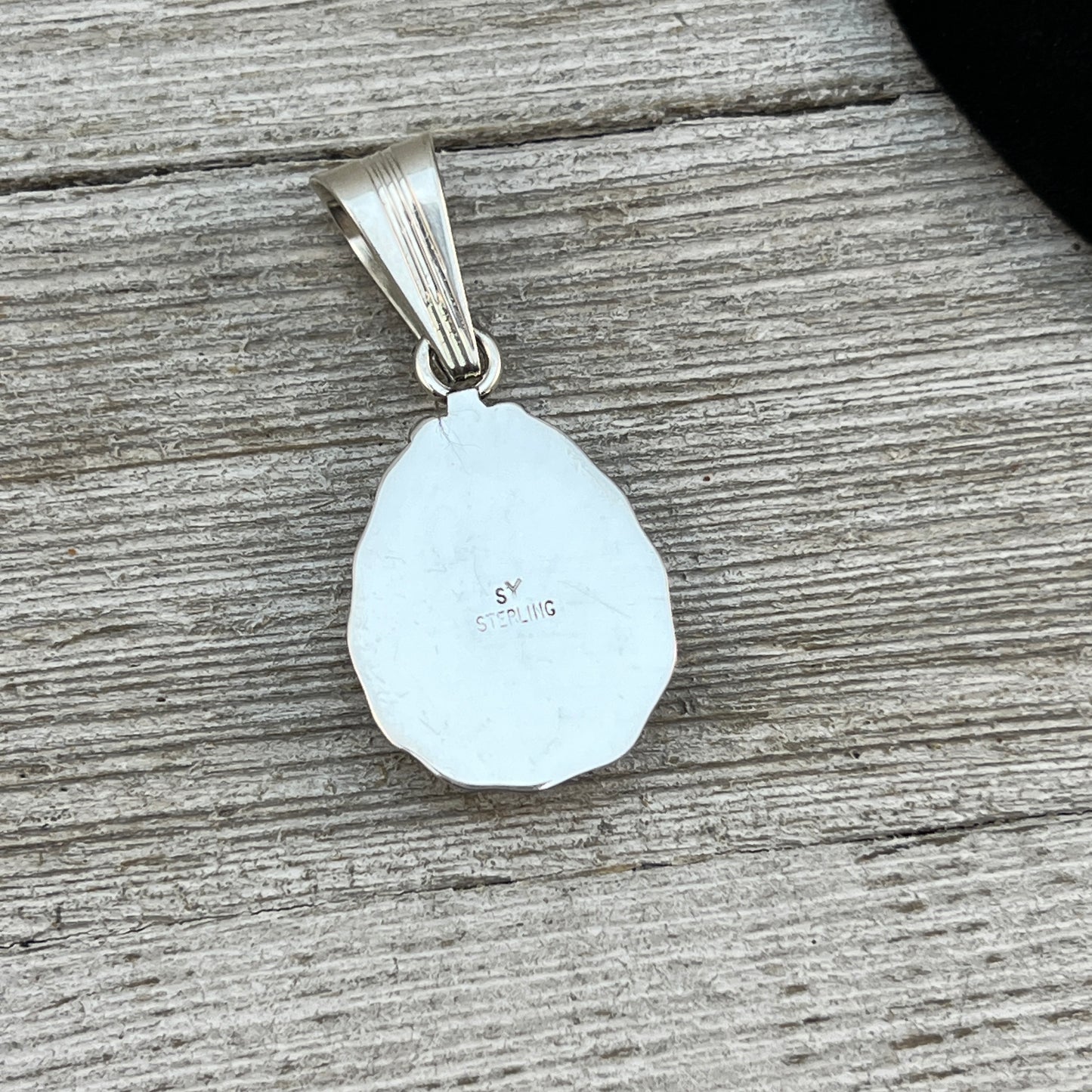 Blue Kingman Turquoise Pendant Navajo handmade Samuel Yellowhair sterling silver