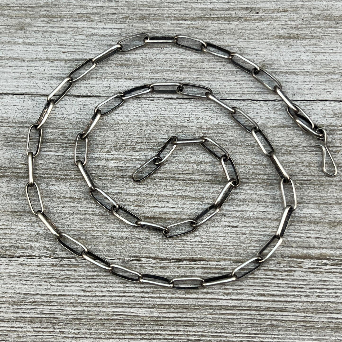 16" Sterling Silver Navajo Handmade Paper Clip Link Chain necklace Sally Shurley