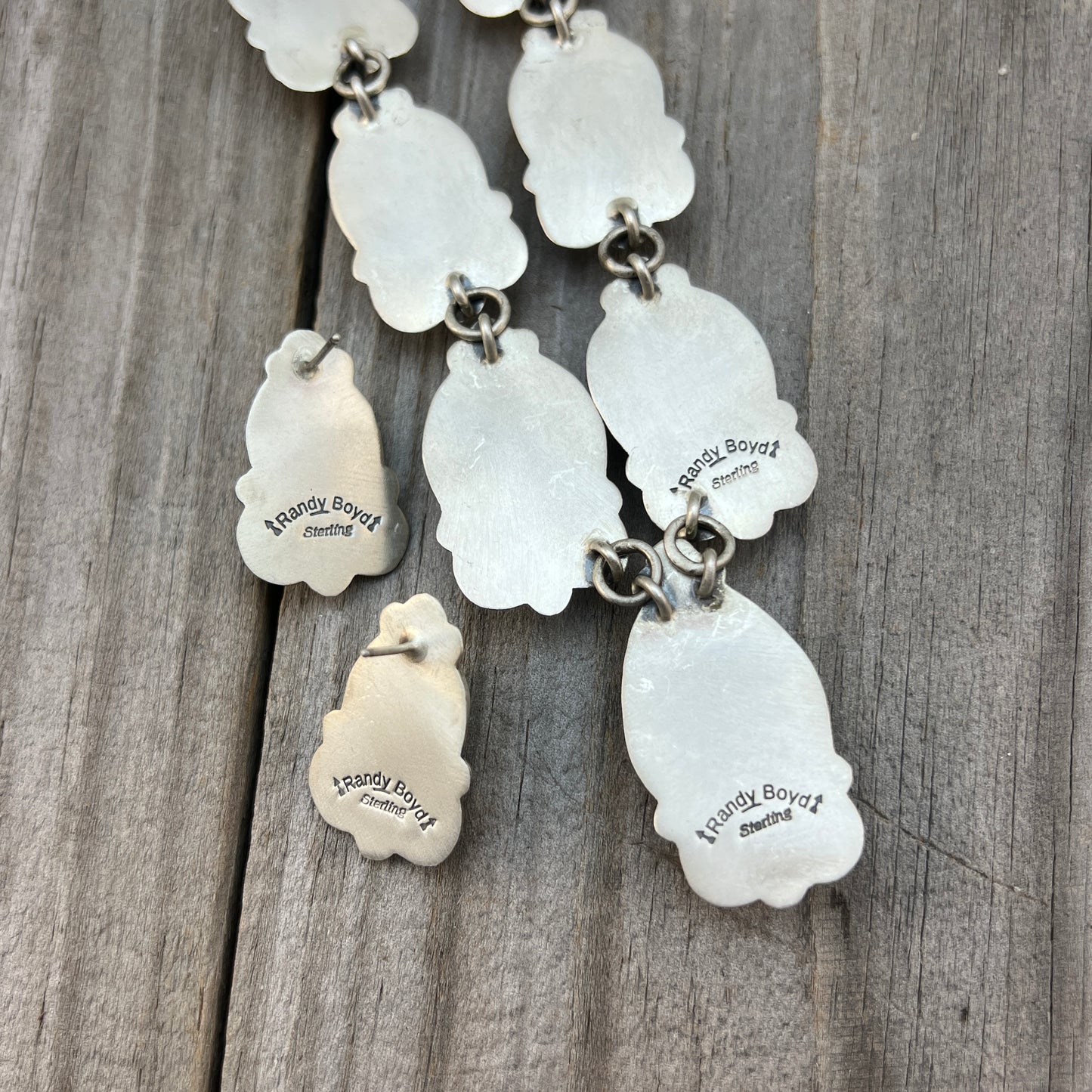 High quality Sonoran Polychrome Turquoise 24" necklace earrings set Randy Boyd 702