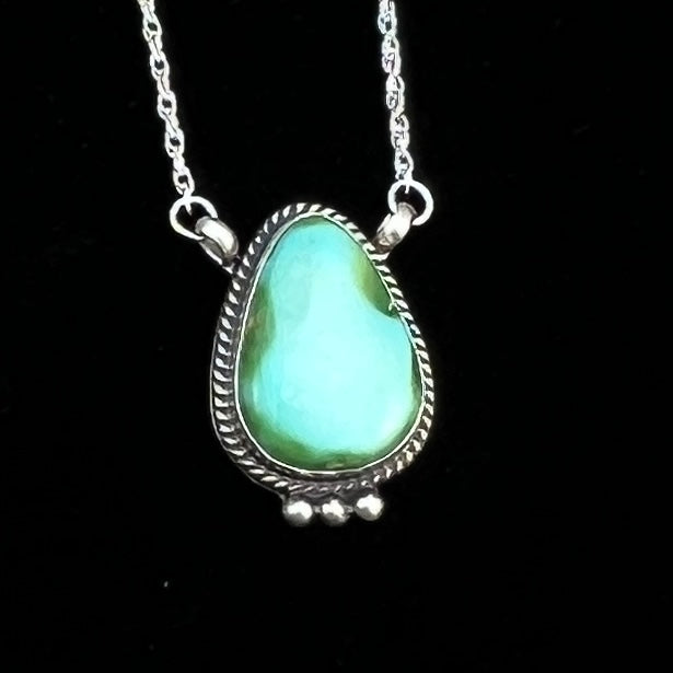 18 1/2" Sonoran Gold Turquoise Sterling silver Necklace Navajo handmade Sharon McCarthy