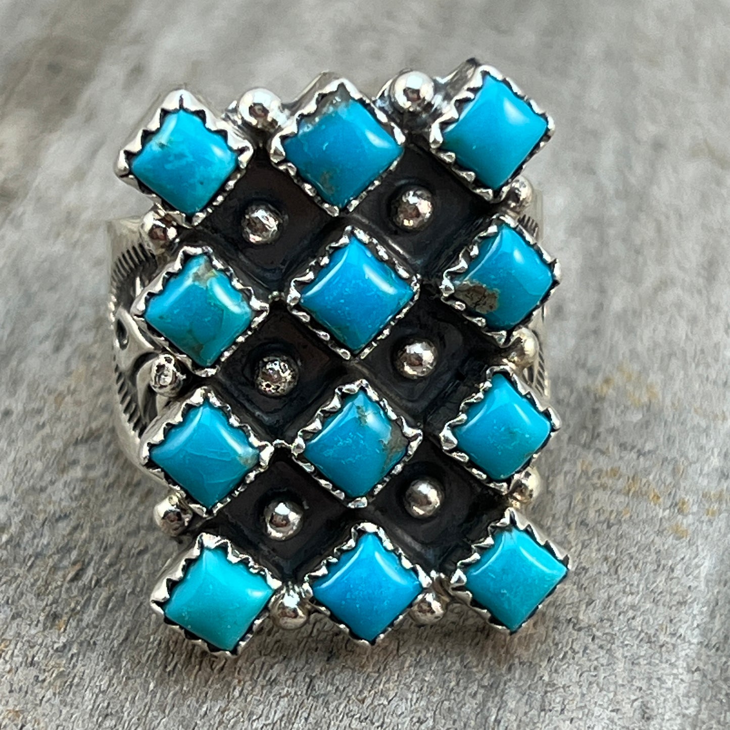 Size 9 Blue Kingman Turquoise Ring Sterling Silver handmade Verley Betone 544