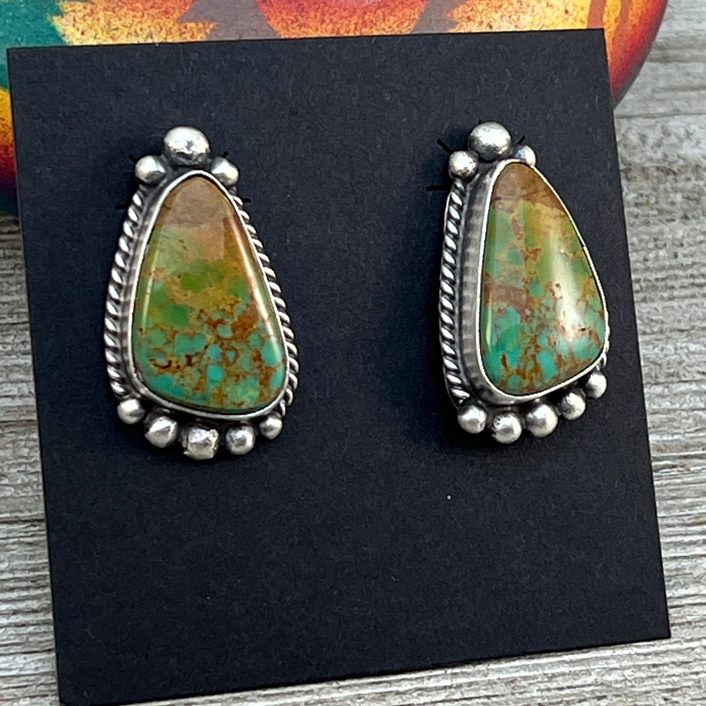 Green Royston Turquoise stud earrings sterling silver Elouise Kee