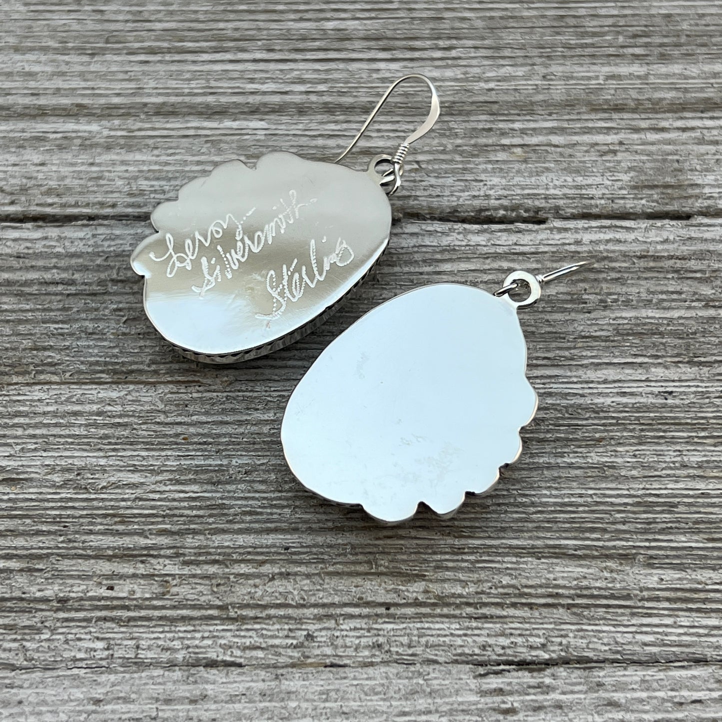 Turquoise Dangle Earrings sterling silver Navajo Leroy Silversmith handmade Boho