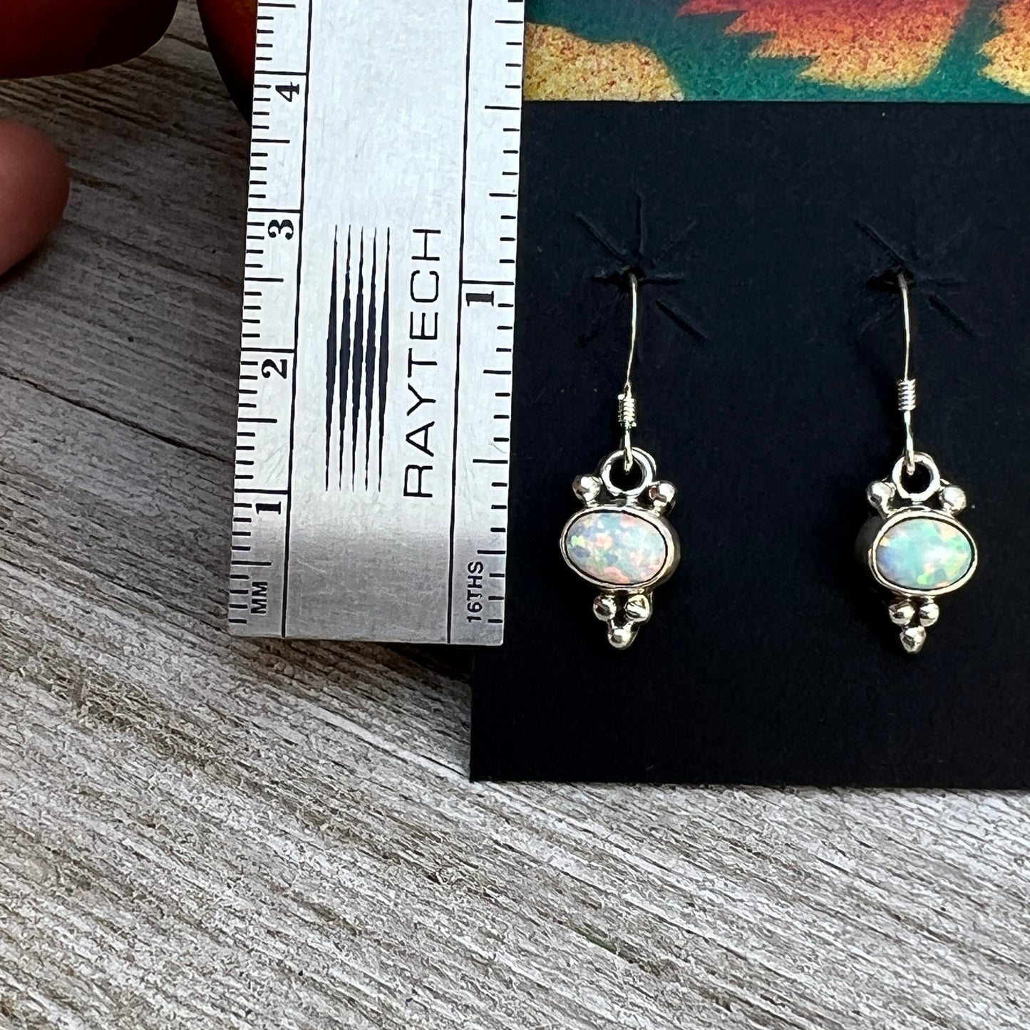 Dainty white Opal Dangle earrings, small handmade Sterling Silver