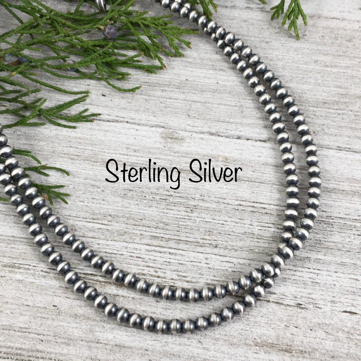4mm Sterling Silver Bead, Necklace, Oxidized Sterling Silver, Classic Western Choker, small beads, Southwest Pearls