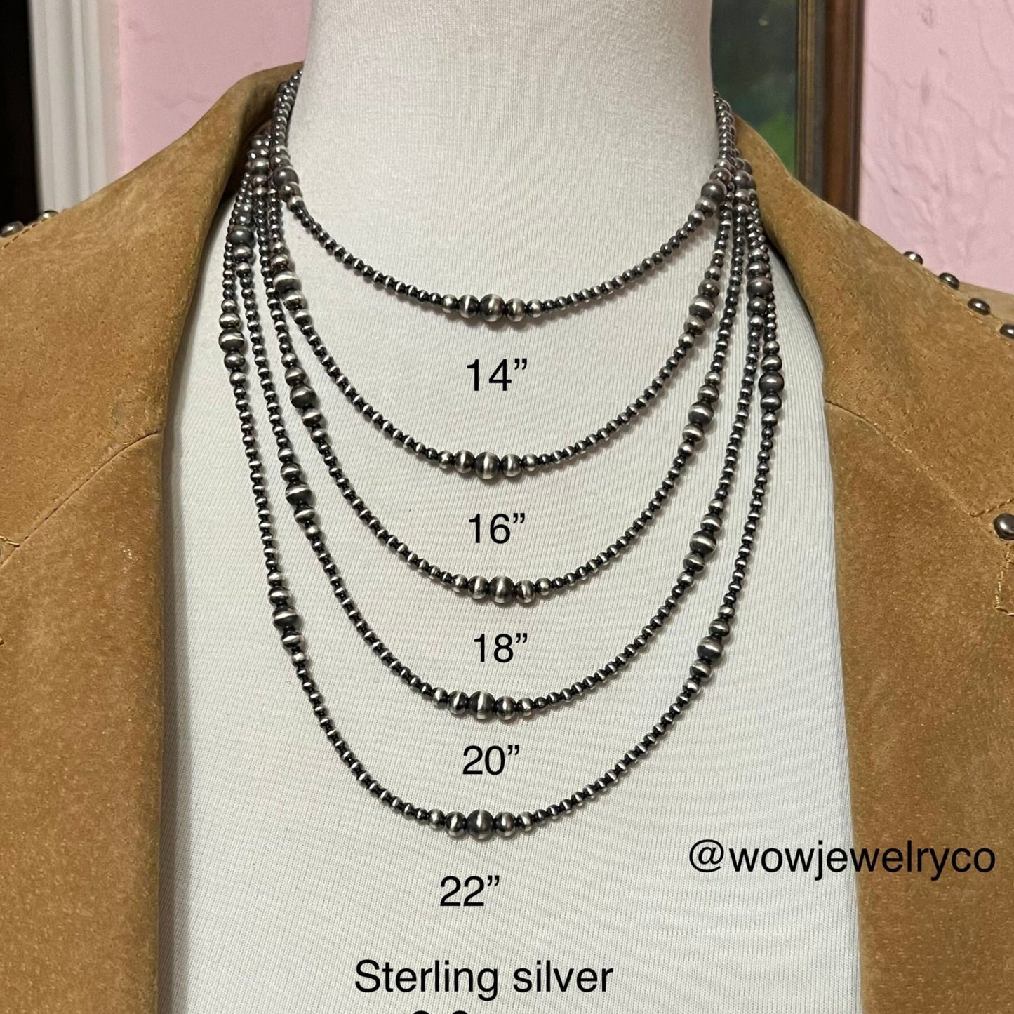 3mm - 6mm graduated, solid 925 Sterling Silver Bead Necklace, Oxidized Silver, Classic Western Jewelry, small beads, Southwest Pearls