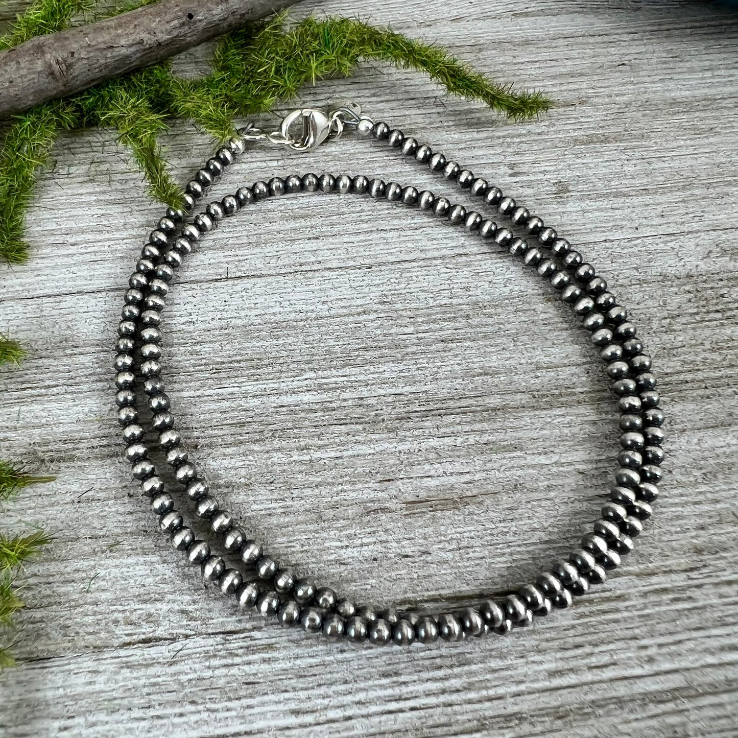3mm sterling silver oxidized southwest pearls necklace choker