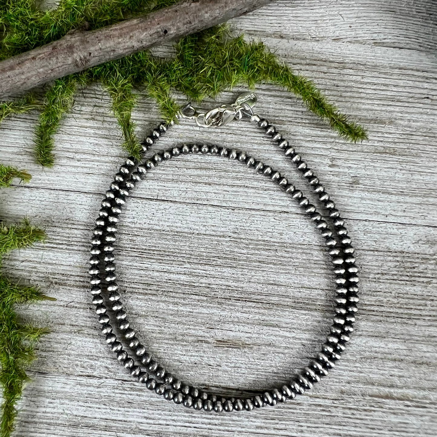 3mm sterling silver oxidized southwest pearls necklace choker