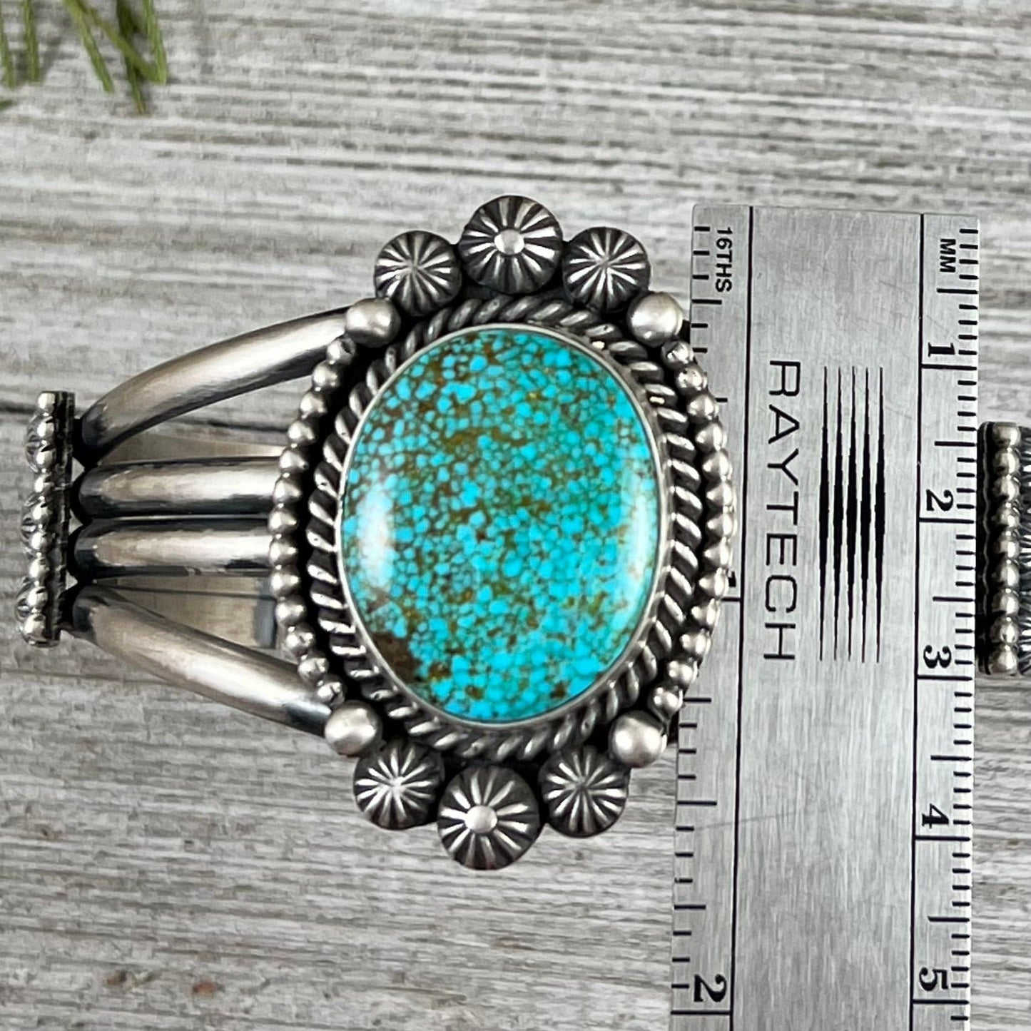 7" Kingman Spiderweb Turquoise Sterling Silver Cuff Bracelet, Michael Calladitto, Navajo Artist Handmade signed