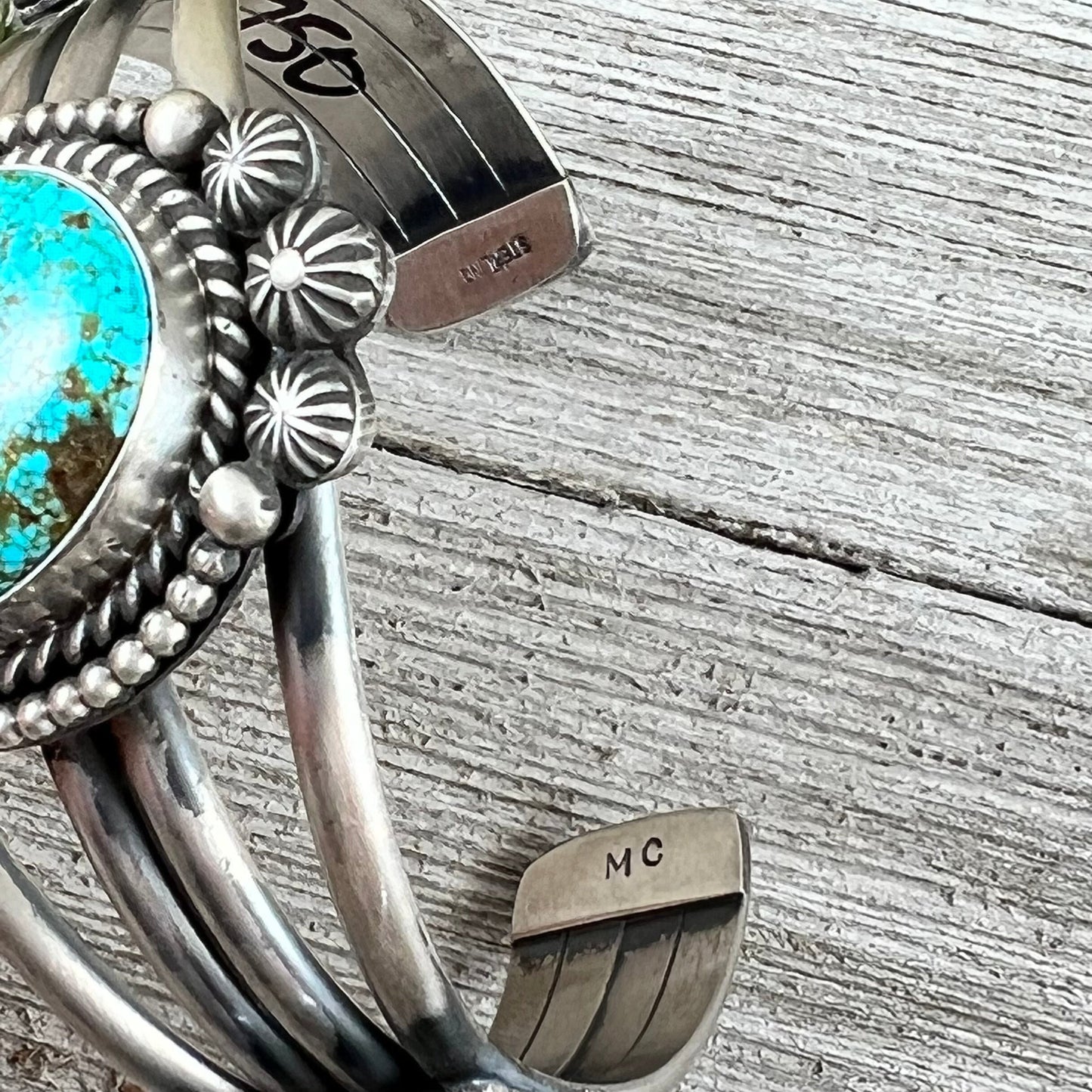 7" Kingman Spiderweb Turquoise Sterling Silver Cuff Bracelet, Michael Calladitto, Navajo Artist Handmade signed