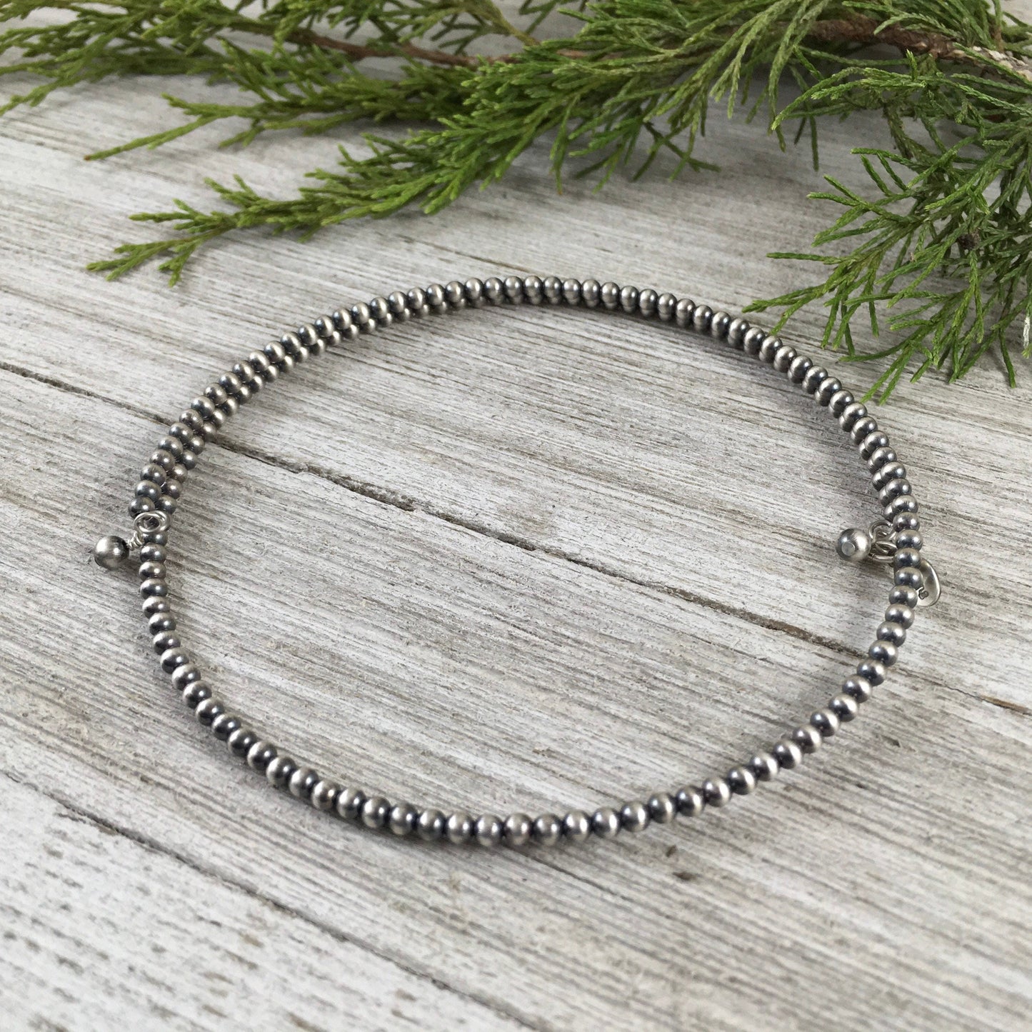 3mm Sterling Silver Pearls Necklace, Classic Western Necklace, memory wire choker
