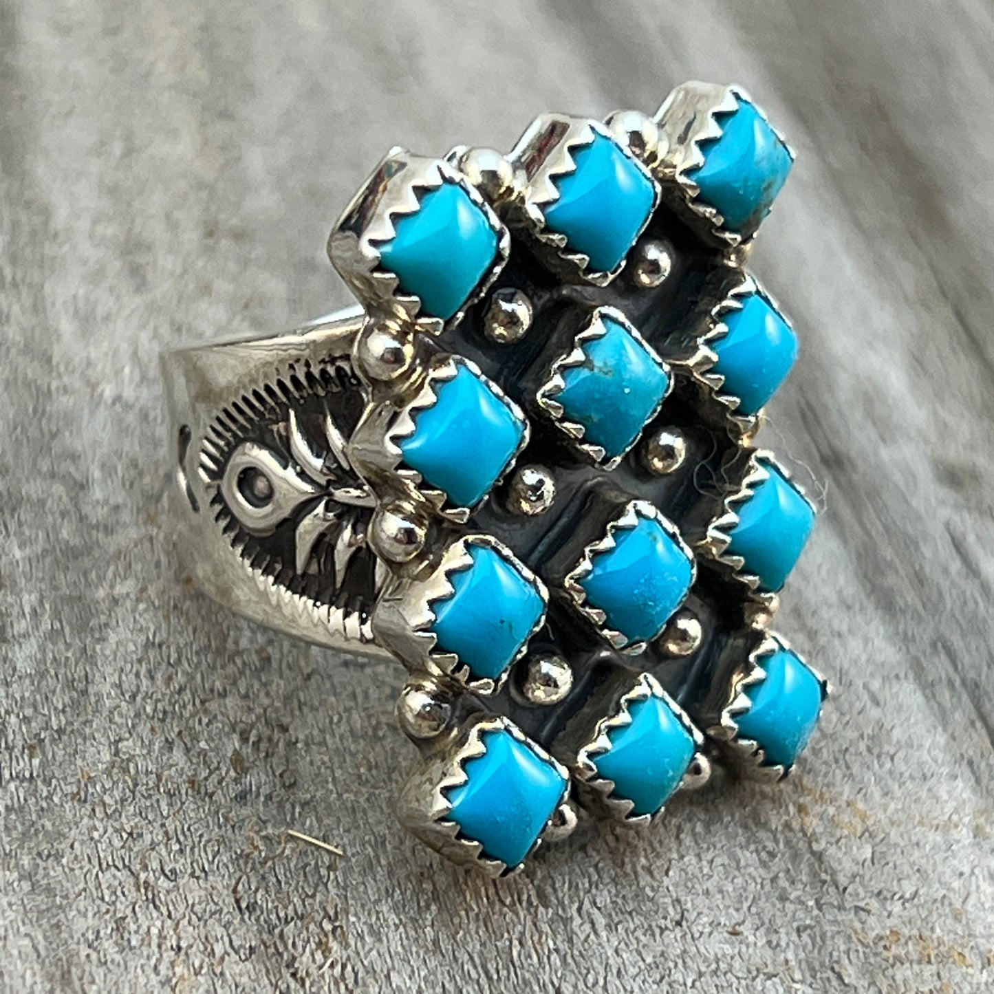 Size 7 Blue Kingman Turquoise Ring Sterling Silver handmade Verley Betone 542