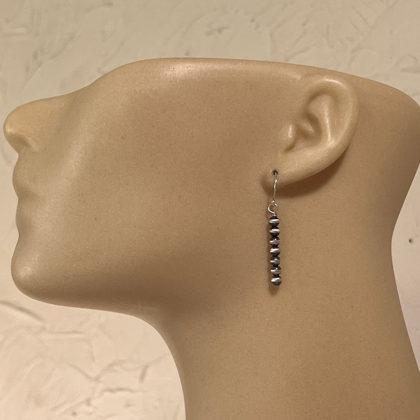 4mm Sterling Silver Oxidized Pearl Earrings, Southwest Silver beads, Western