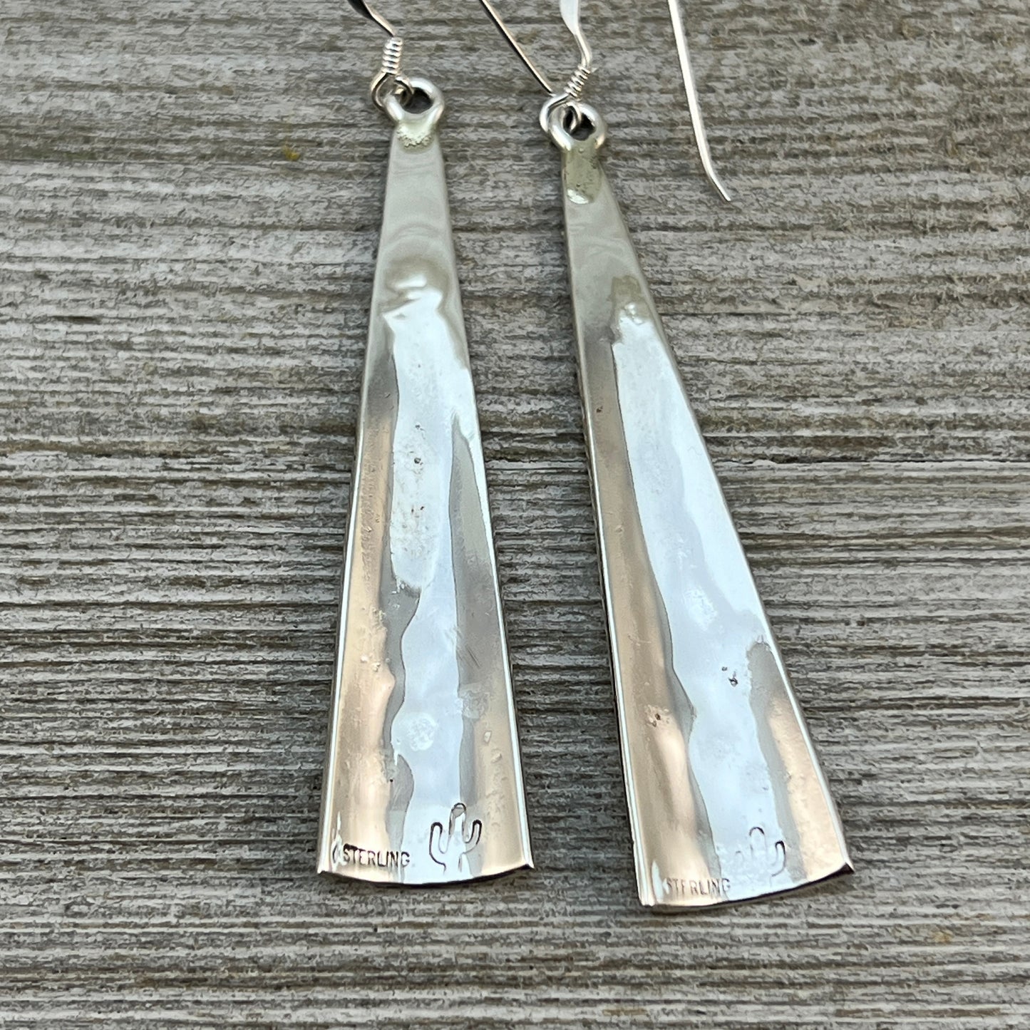 Turquoise coral chip inlay long earrings Navajo handmade signed Jolene Yazzie 2