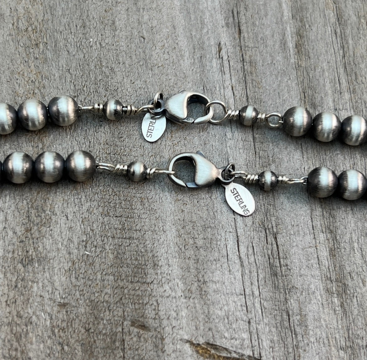 18" Sonoran Turquoise necklace sterling silver 6mm bead Verley Betone Navajo 768