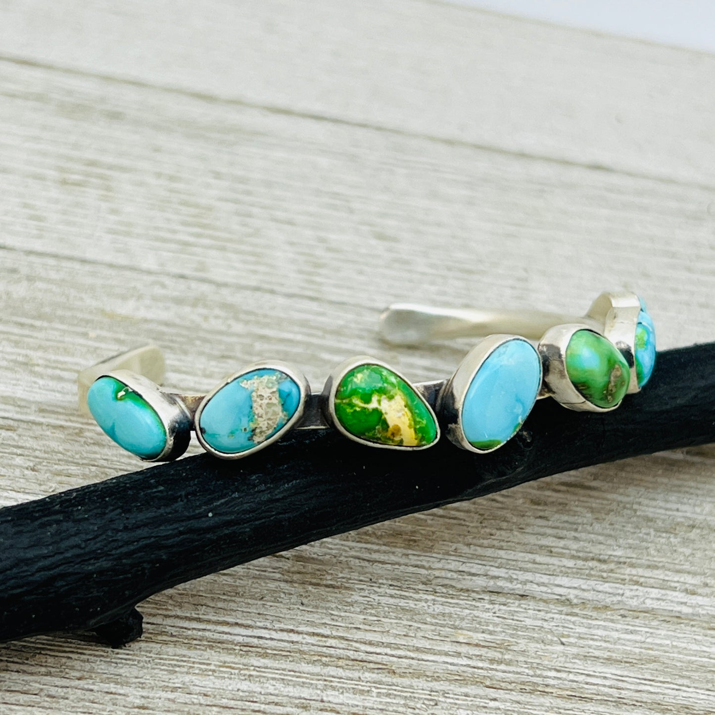 6 1/2" Sonoran Gold polychrome Turquoise cuff bracelet sterling silver Verley Betone BR22