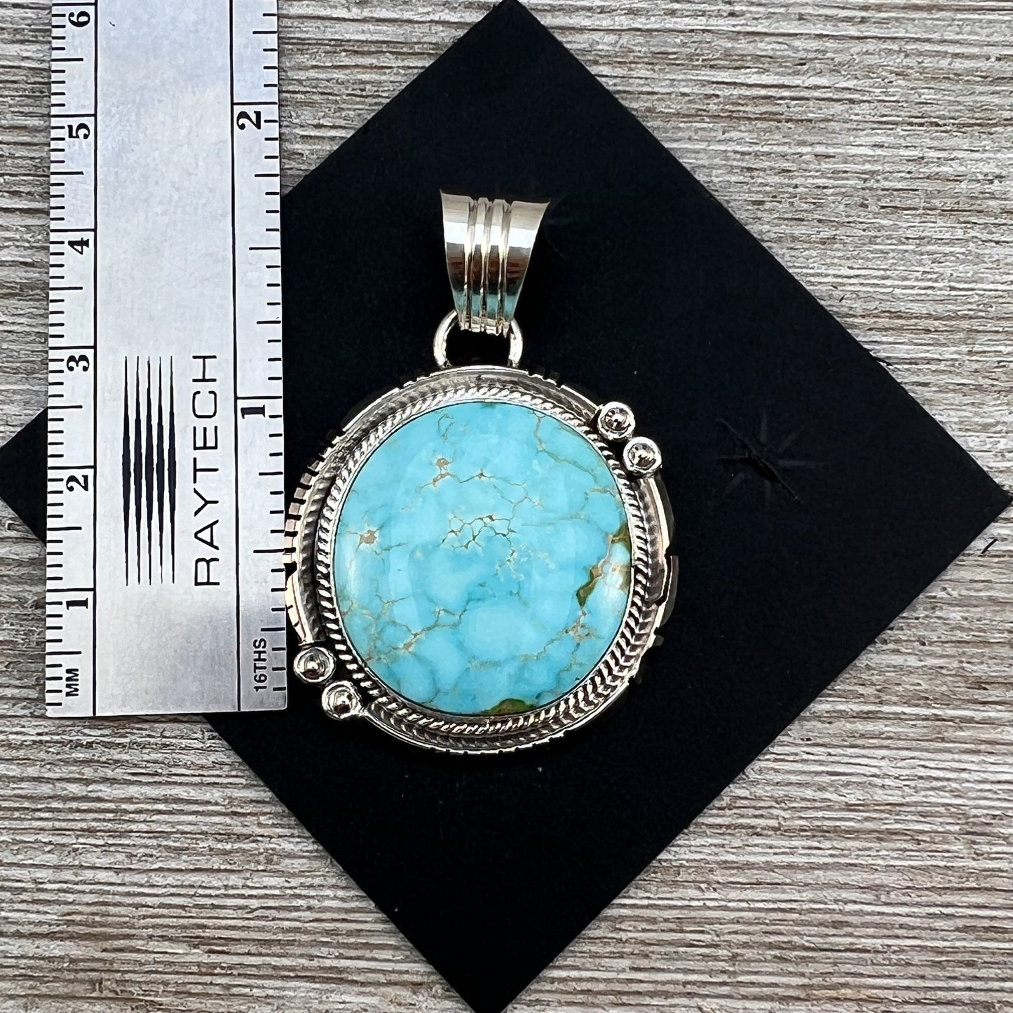 Blue Kingman Turquoise Pendant 5, Sterling Silver Daniel Benally