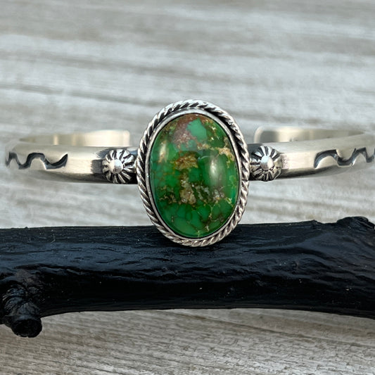 6 1/2" Sonoran Gold Turquoise Cuff Bracelet Navajo Samuel Yellowhair 470