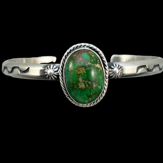 6 1/2" Sonoran Gold Turquoise Cuff Bracelet Navajo Samuel Yellowhair 470