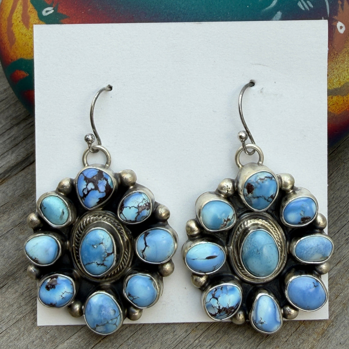 Golden Hills Cluster necklace earrings set Sterling silver Kathleen Livingston Navajo