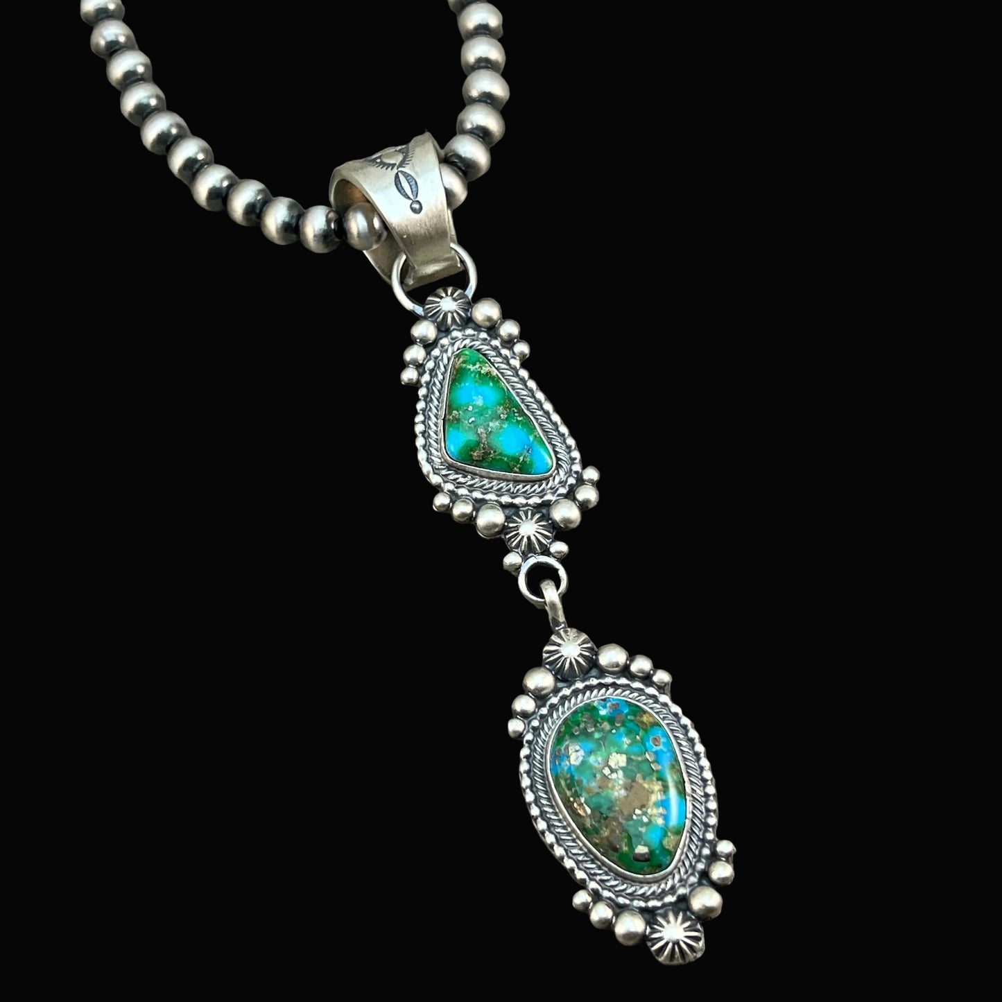 18" Necklace Sonoran Gold turquoise Tom Lewis Sterling silver Navajo 826