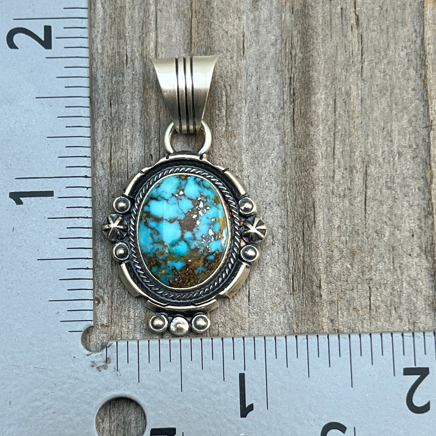 Kingman Turquoise pendant sterling silver Marita Benally Navajo 743
