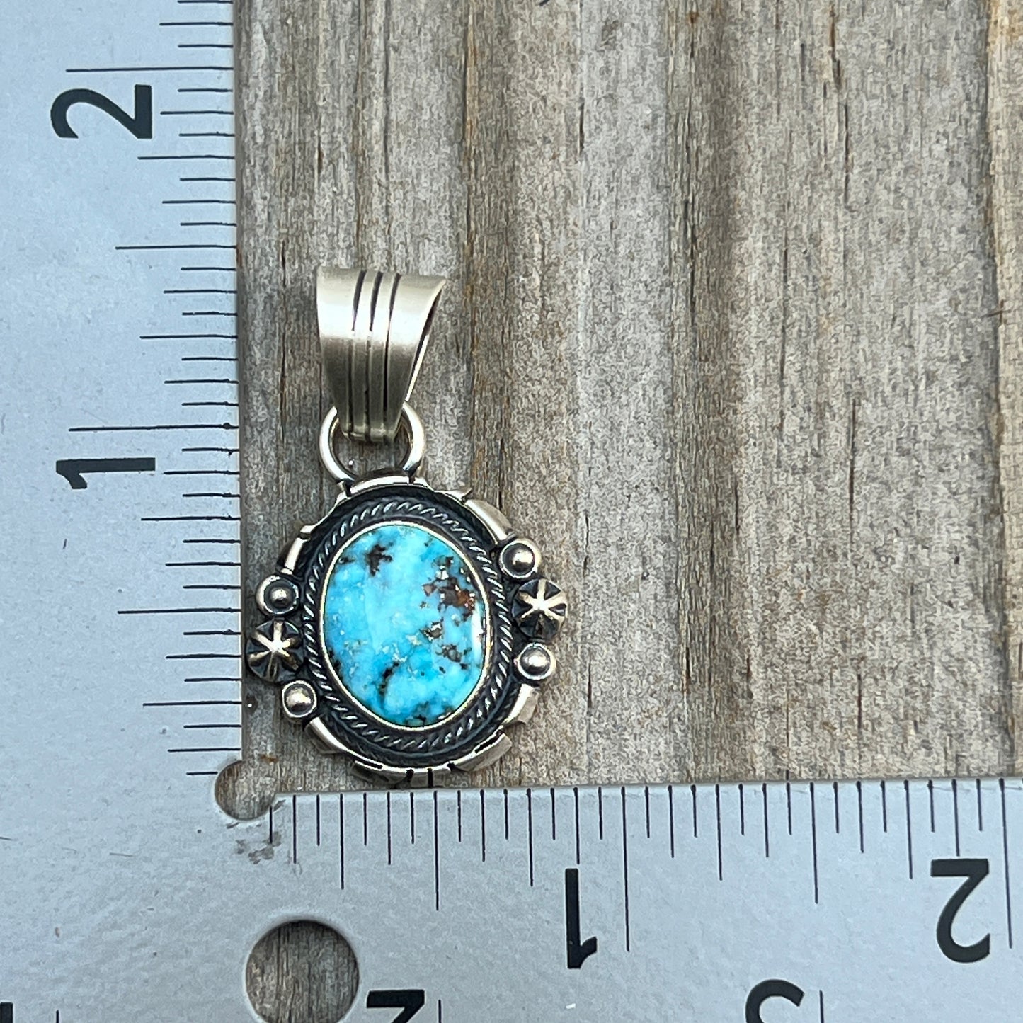 Kingman Turquoise pendant sterling silver Marita Benally Navajo 744