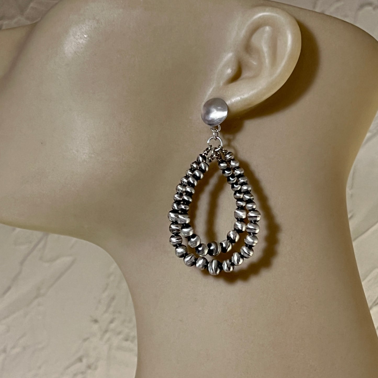 Sterling silver handmade Navajo Pearl Earrings, authentic Navajo handmade Amanda Larry