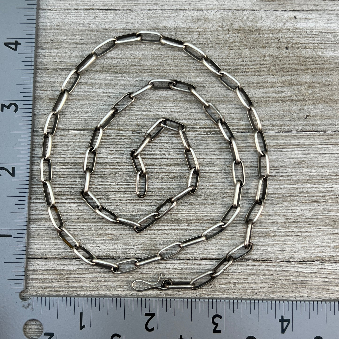 24" Sterling Silver Navajo Handmade Paper Clip Link Chain necklace Sally Shurley